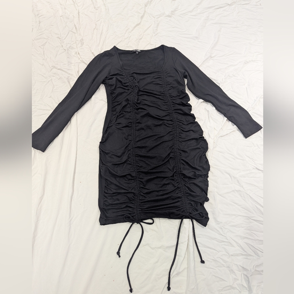 Elegant Black Ruched Dress